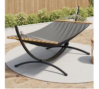IDMarket - Hamac XL avec Support métal Noir et Toile Gris Anthracite