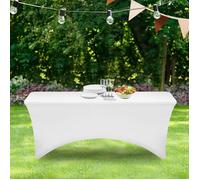 IDMarket – Housse pour table pliante 180 cm – blanche