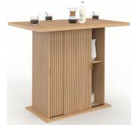 IDMarket - Ilot Central 4 Personnes Juliette 110 cm Effet Lattes
