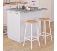 IDMarket – Îlot central IVO 100 cm blanc avec plan de travail effet béton