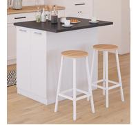 IDMarket - Ilot Central IVO 100 cm Blanc avec Plan de Travail Gris Anthracite