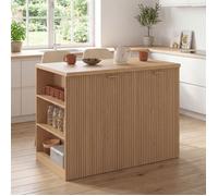 IDMARKET Ilot central JULIETTE 120 cm effet lattes tasseau de bois