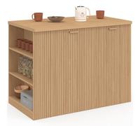 IDMarket - Ilot Central Juliette 120 cm Effet Lattes tasseau de Bois