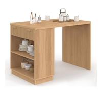 IDMarket – Îlot central mange-debout Juliette 4 personnes 130 cm lattes tasseau bois chêne