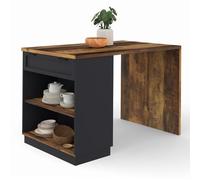 IDMarket Îlot central mange-debout VITO 130 cm Hawkins 4 personnes noir effet bois foncé