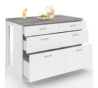 IDMarket - Ilot Central Mange-Debout Orso 120 cm casserolier 6 tiroirs