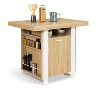 Ilot Central Phoenix 110 Cm Bois Et Blanc Avec Rangements Blanc