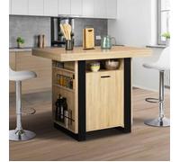 IDMARKET Ilot central PHOENIX 110 cm bois et noir avec rangements