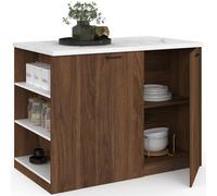 IDMarket - Ilot Central TIBO 120 cm Bois foncé Effet Noyer