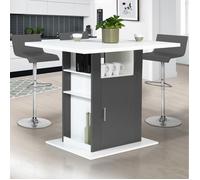 IDMARKET Ilot central UGO 110 cm bois blanc et gris avec rangements