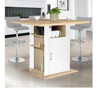 IDMarket - Ilot central UGO 110 cm bois blanc et imitation hêtre avec rangements