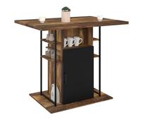 IDMarket Ilot central UGO 110 cm Bois noir et effet bois foncé, rangements design industriel