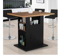 IDMARKET Ilot central UGO 110 cm bois noir et effet bois foncé HAWKINS avec rangements
