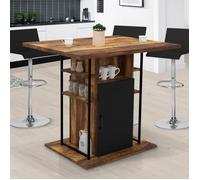 IDMARKET Ilot central UGO 110 cm bois noir et effet bois foncé HAWKINS avec rangements design industriel