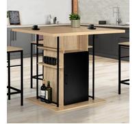 IDMarket - Ilot central UGO 110 cm bois noir et imitation hêtre avec rangements design industriel