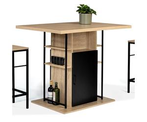 IDMarket - Ilot central UGO 110 cm bois noir et imitation hêtre avec rangements design industriel