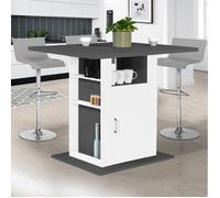 Ilot Central Ugo 110 Cm Plateau Bois Gris Et Blanc Avec Rangements Blanc