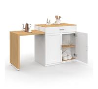 IDMarket - Ilot Central VITO 94-155 cm avec Table à Manger Extensible
