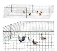 IDMarket Kit clôture filet à poules 12 m avec porte 6 piquets double pointe Noir