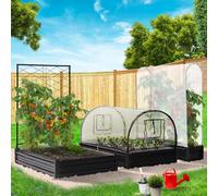 IDMarket – Kit complet potager et serre à tomates 3 bacs métal modulables carrés + treillis + housse