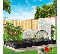 IDMarket - Kit Complet 3 bacs métal modulables carrés Potager et Serre à tomates + Treillis + Housse