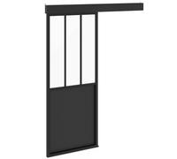 Kit porte coulissante verrière 83 cm en métal + MDF avec rail et fixations