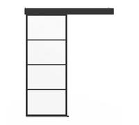 IDMarket - Kit porte coulissante vitrée verre trempé 83 cm en métal + MDF
