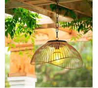 IDMARKET Lampe solaire extérieure SYDNEY suspension en métal effet rotin