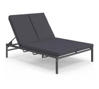 IDMarket - Lit Bain de Soleil Double, transat de Jardin inclinables Double, en Acier avec Matelas Gris Anthracite