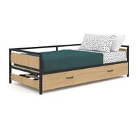 IDMarket - Lit Banquette 90 x 190 cm Detroit Convertible 180 x 190 cm Style Industriel