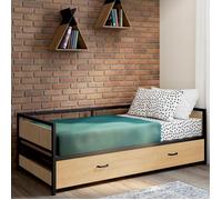 IDMarket – Lit banquette Detroit 90 x 190 cm convertible 180 x 190 cm style industriel