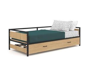 IDMarket - Lit Banquette 90 x 190 cm Detroit Convertible 180 x 190 cm Style Industriel