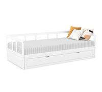 Lit Banquette 90 X 190 Cm Zoya Convertible 180 X 190 Cm Blanc Avec 1 Tiroir De Rangement Blanc