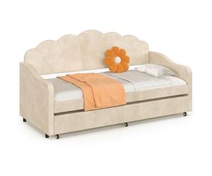 IDMarket - Lit Banquette gigogne Coquillage Beige | AMANDA 2 x 90 x 190 cm avec sommiers