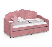 IDMarket - Lit Banquette gigogne Coquillage Rose poudré