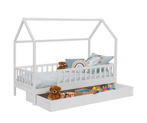 IDMarket - Lit cabane Enfant 80 x 160 CM NEREE Blanc avec 1 tiroir gigogne et de Rangement