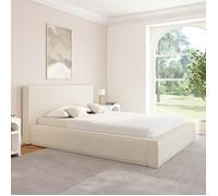 IDMARKET Lit coffre double JADE avec sommier 140 x 190 cm velours côtelé beige