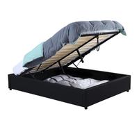 IDMarket - Lit Coffre Double Miami avec sommier 140 x 190 cm PVC Noir