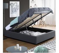 Lit Coffre Double Miami Avec Sommier 160 X 200 Cm Pvc Gris Gris