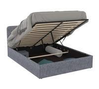 IDMarket - Lit coffre double NORFOLK 140 x 190 cm tissu gris anthracite | Avec tête de lit et sommier
