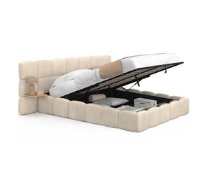 IDMarket - Lit Coffre Double Nuage 140 x 190 cm Velours Beige
