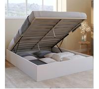 IDMARKET Lit coffre double SANDSIDE avec sommier 140 x 190 cm blanc