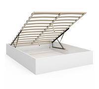 IDMarket - Lit Coffre Double SANDSIDE avec sommier 140 x 190 cm Blanc