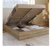 IDMarket - Lit Coffre Double SANDSIDE avec sommier 140 x 190 cm hêtre