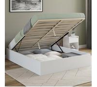 IDMARKET Lit coffre double SANDSIDE avec sommier 160 x 200 cm blanc