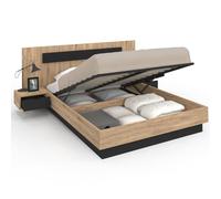 IDMarket - Lit Coffre Double Santa 140 x 190 cm Bois et Noir