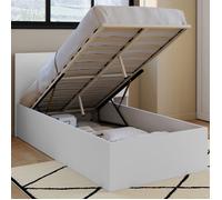 IDMARKET Lit coffre simple SEASIDE avec tête de lit et sommier 90 x 190 cm blanc