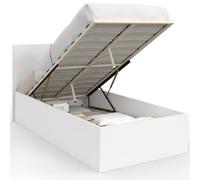 IDMarket - Lit Coffre Simple Seaside avec tête de lit et sommier 90 x 190 cm Blanc