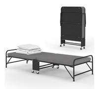 IDMarket - Lit d'appoint Pliant 1 Personne ZAK 70 x 190 cm Gris et Noir