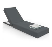 IDMarket – Lit de piscine Bain de soleil Confort, dossier métal inclinable 4 positions, matelas gris